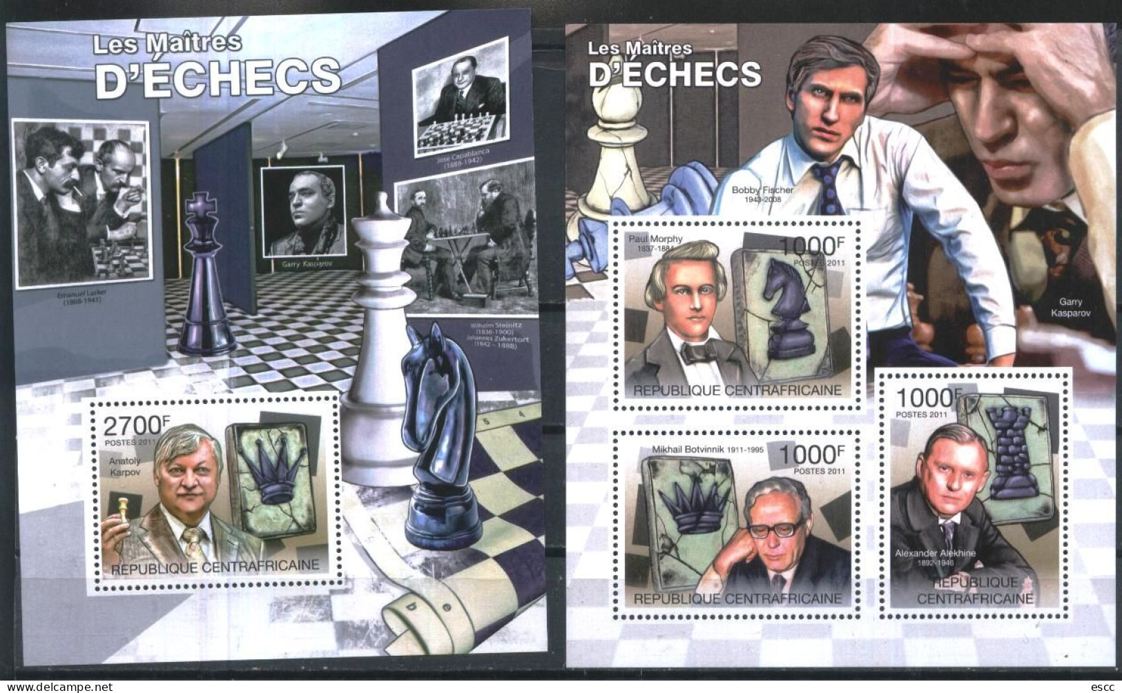 Mint Stamps In Miniature Sheet And S/S Sport Games Chess 2011 From Central African Republic - Echecs