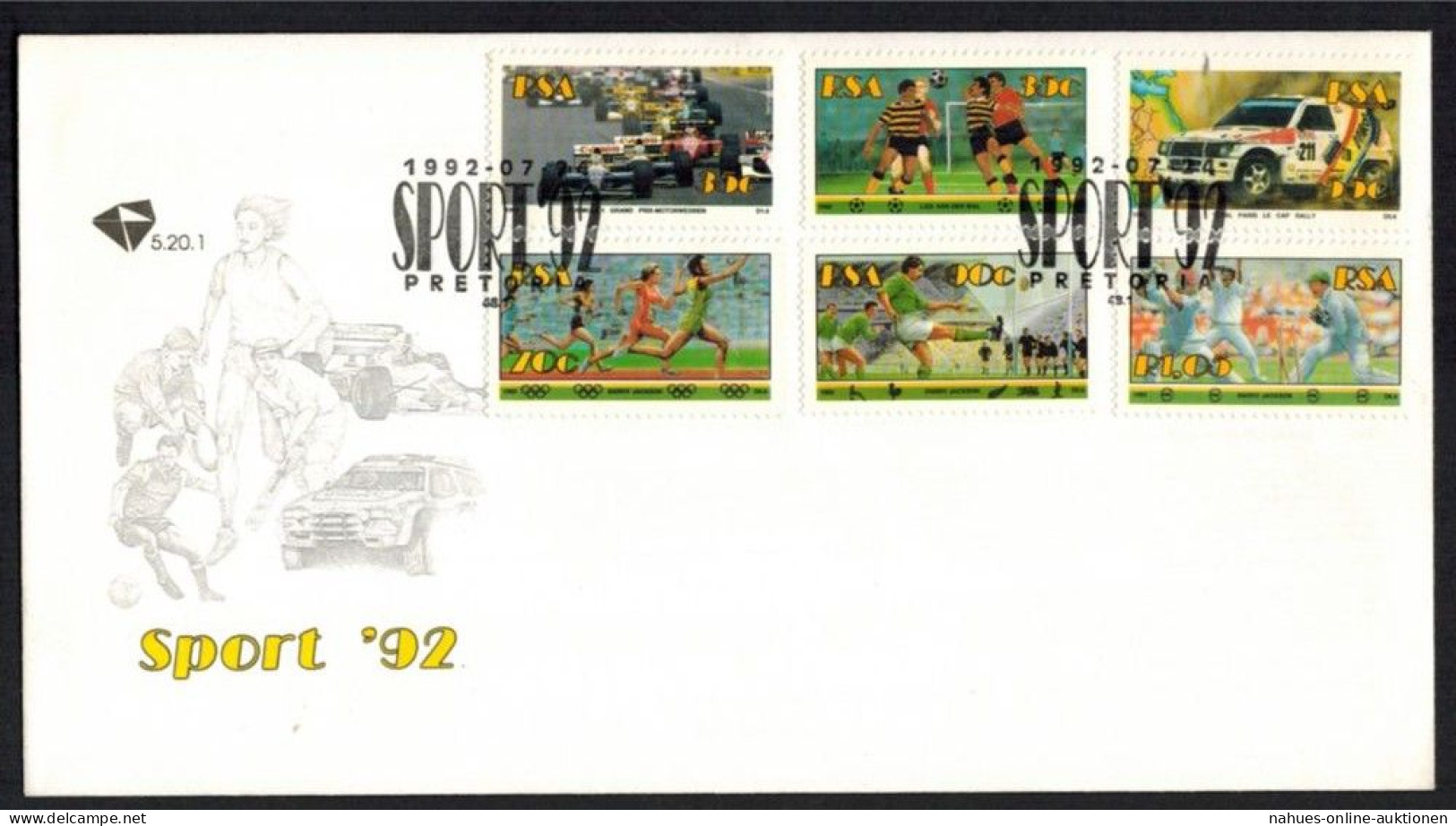 Südafrika Brief 839-844 Sport Mit Marken Fußball Autorennen Africa Letter Sports - Covers & Documents
