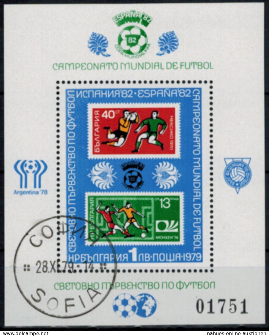Bulgarien Block 97 Fußball Weltmeisterschaft 1982 Spanien Gestempelt Kat 50,00 - Storia Postale
