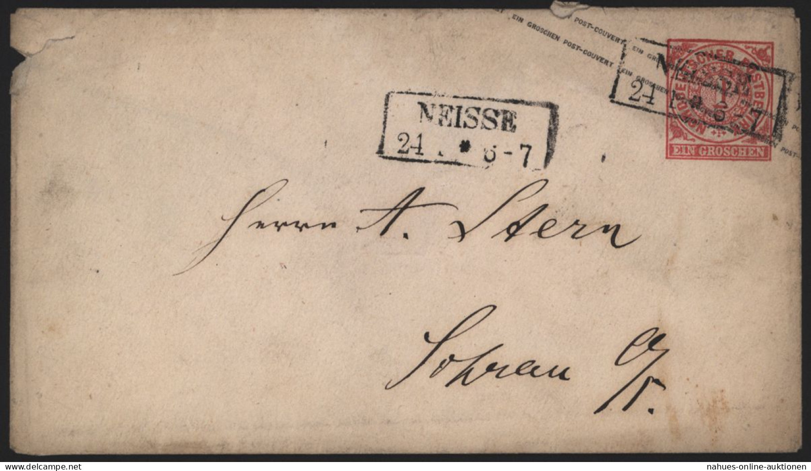 Norddeutscher Bund Ganzsache U 1 B Stempel R 2 Neisse Nysa Oberschlesien Polen - Postal  Stationery