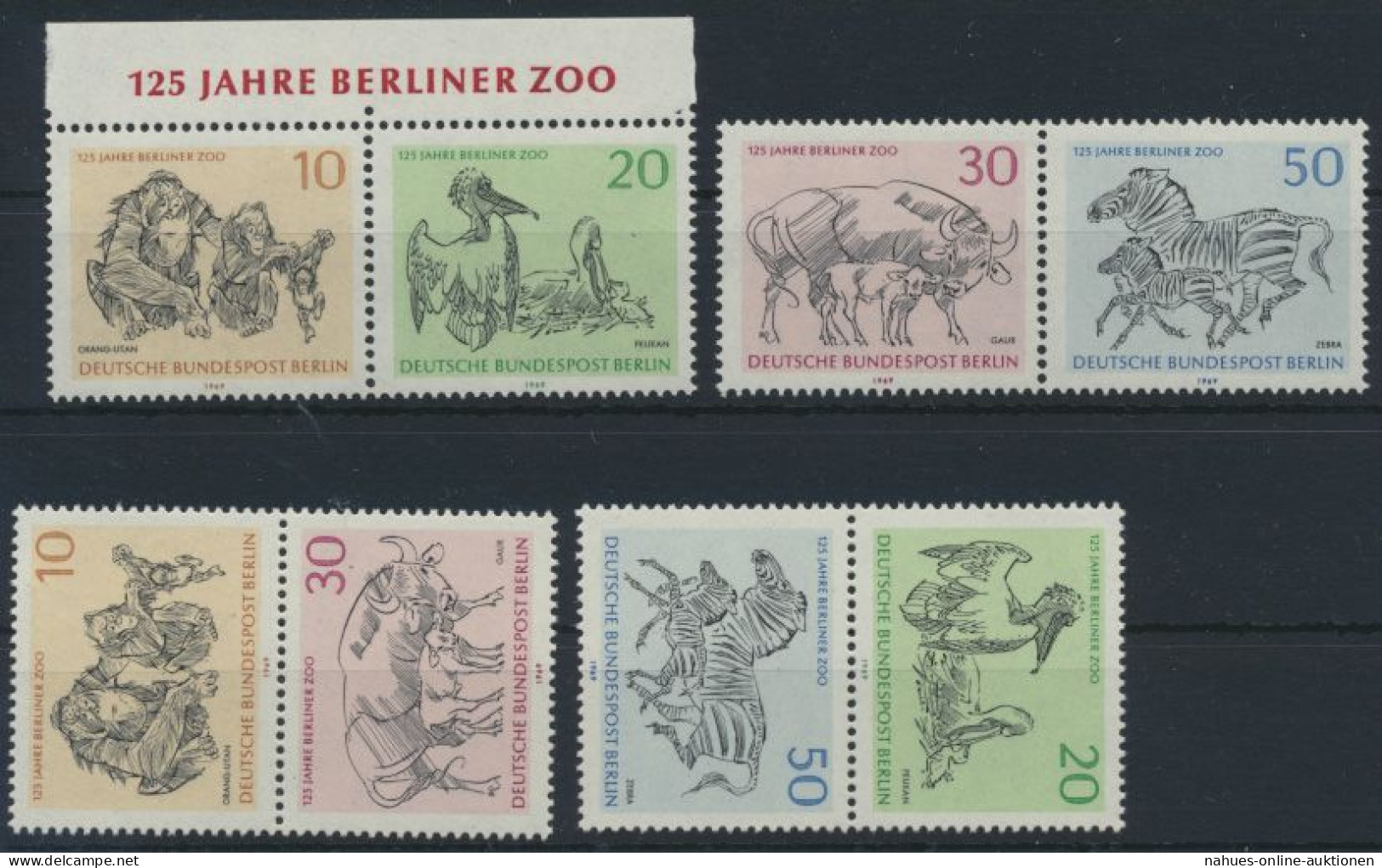 Berlin 338-341 Zusammendrucke Aus Block 2 Postfrisch 1969 - Briefe U. Dokumente