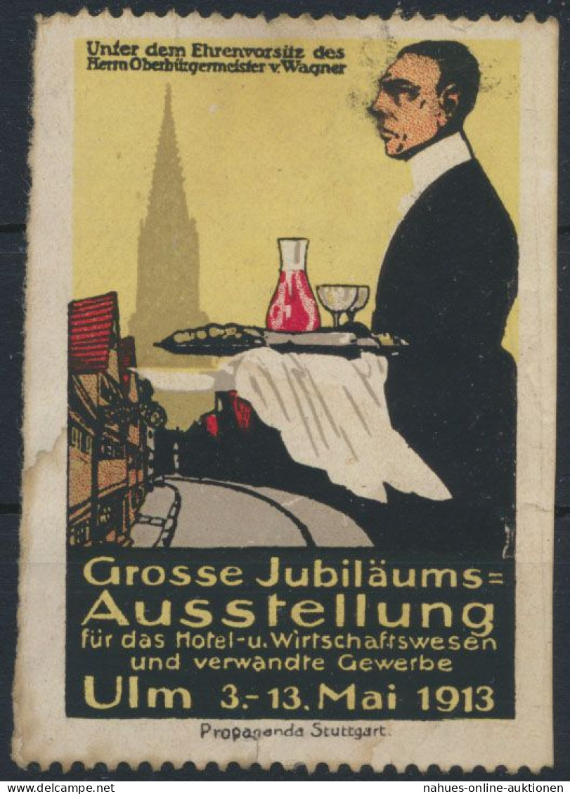 Vignette Reklame Werbung Jugendstil Künstler Ulm Hotel + Wirtschaftswesen 1913 - Zonder Classificatie