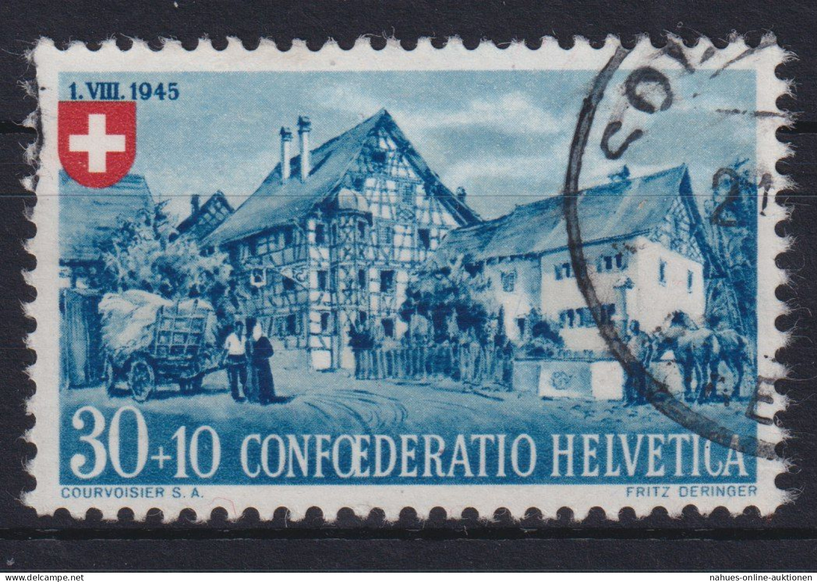 Schweiz 463 Höchstwert 30+10C Pro Partia 1945 Landhäuser Gestempelt - Lettres & Documents