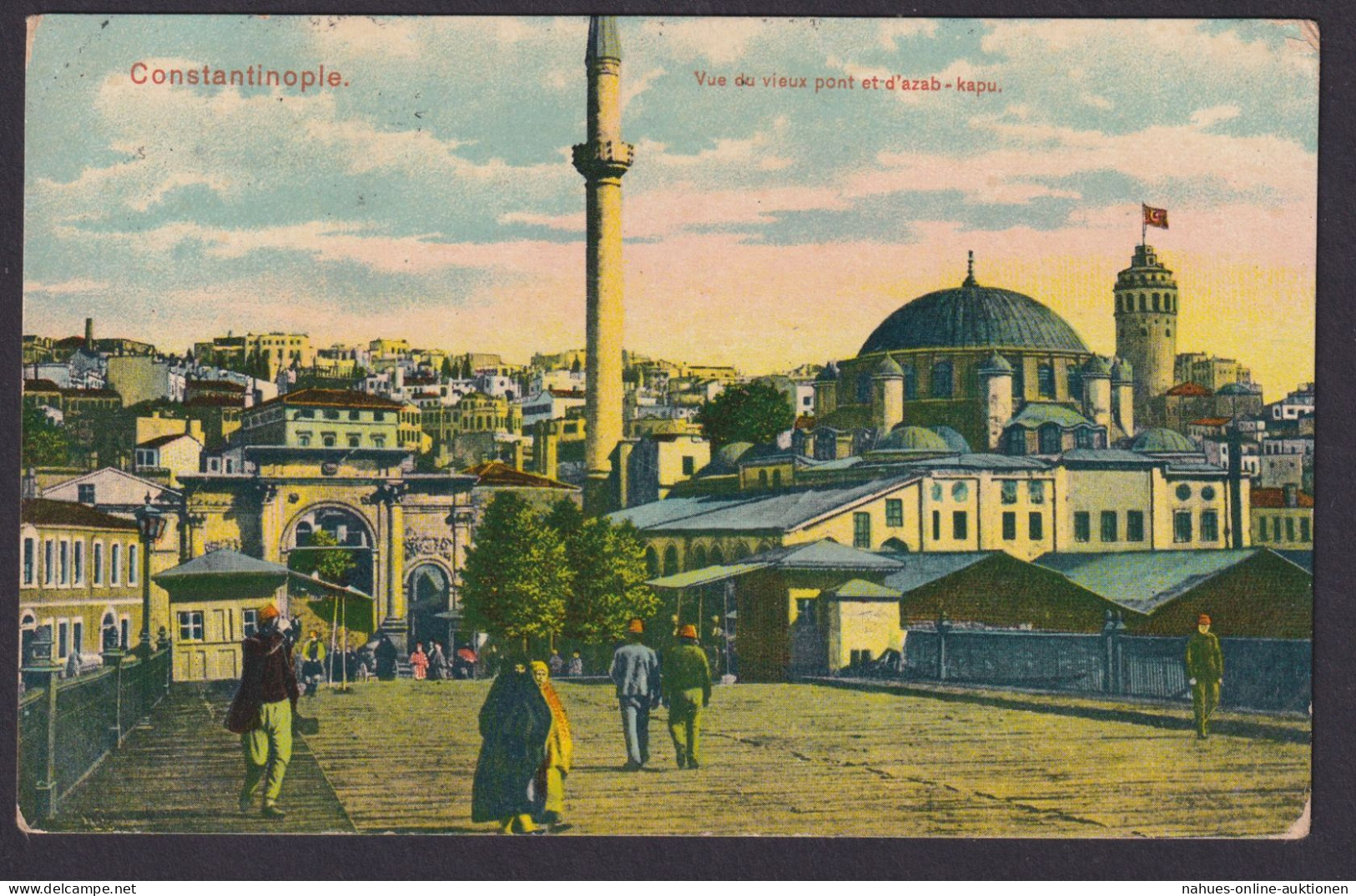 Britische Post In Der Türkei Ansichtskarte 35 II Paar Konstantinopel Nach Chard - Storia Postale