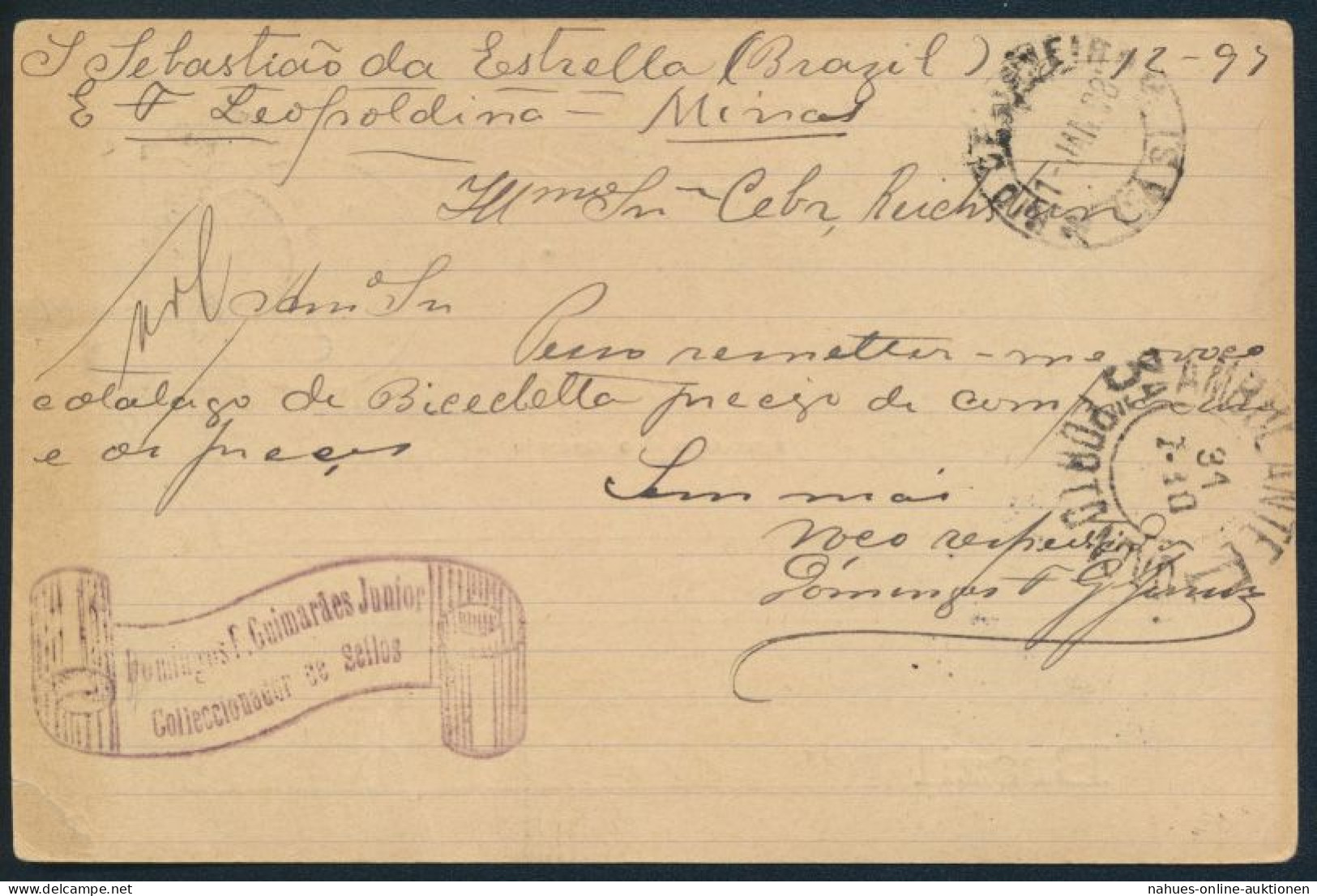 Brasilien Ganzsache P 22 A U. Halbierung Postal Stationery With Half Used As 50 - Lettres & Documents