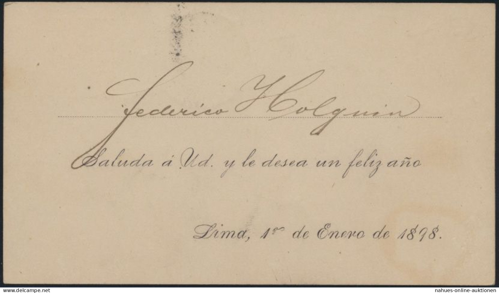 Peru Ganzsache Postal Stationery P 32 Mit Eindruck Neujahr Lima 30.12.1897 - Perú