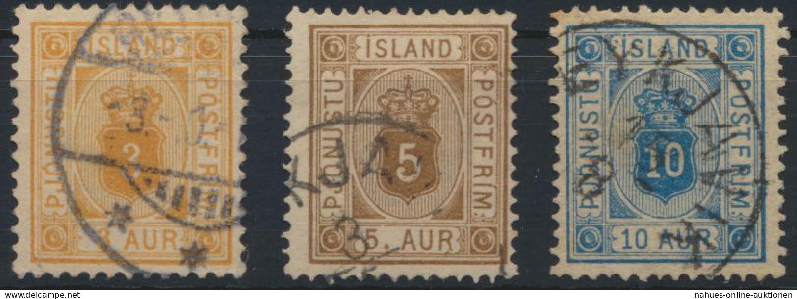 Island Dienst D 3-5 A Ziffer Und Krone Ausgabe 1876 Gstempelt Kat 78,00 - Briefe U. Dokumente