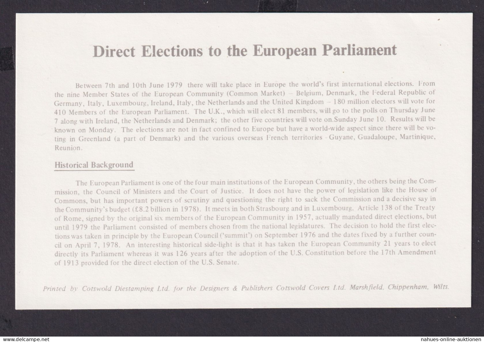 Großbritannien Brief Europa Parlament Edingburgh Bath Als FDC 9.5.1979 - Storia Postale