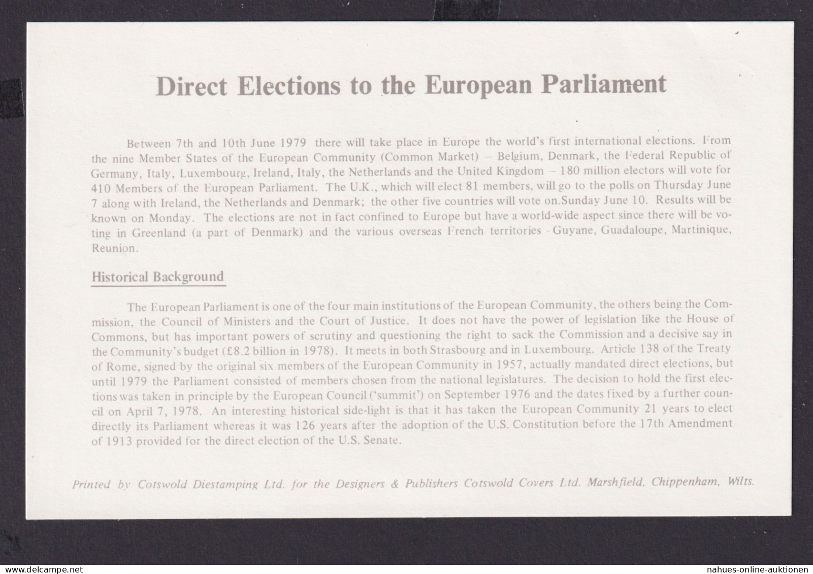 Großbritannien Brief Europa Parlament Edingburgh Bath Als FDC 9.5.1979 - Briefe U. Dokumente