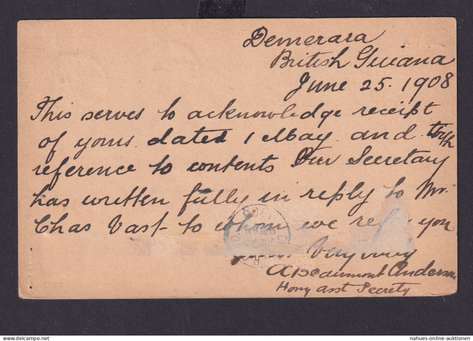 British Guiana Ganzsache 1 Cent Grau Nach Denver Colorado USA - Guyana (1966-...)