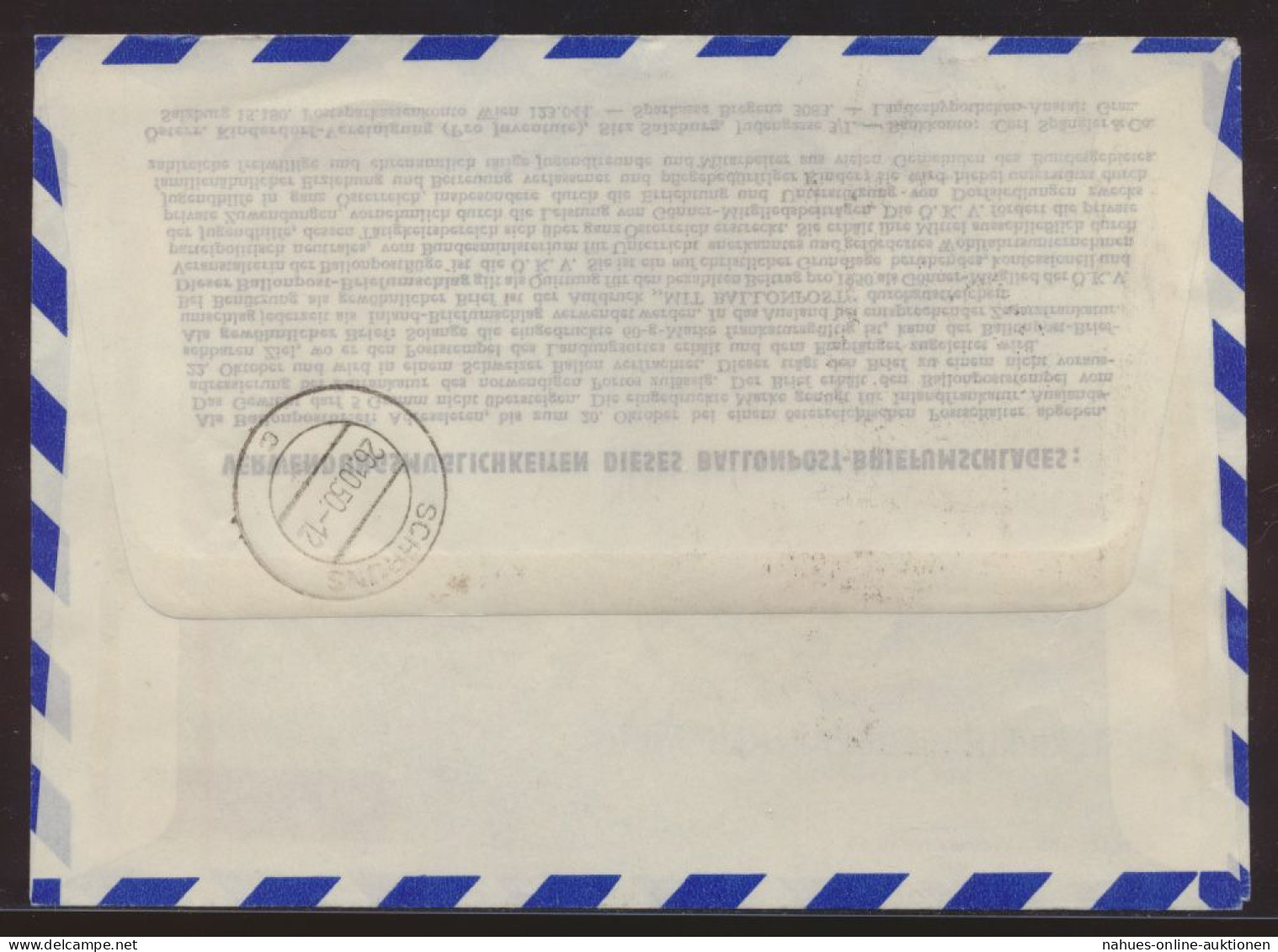 Flugpost Airmail Ballonpost Ballon Post Österreich 60g UPU Privatganzsache - Zeppelin