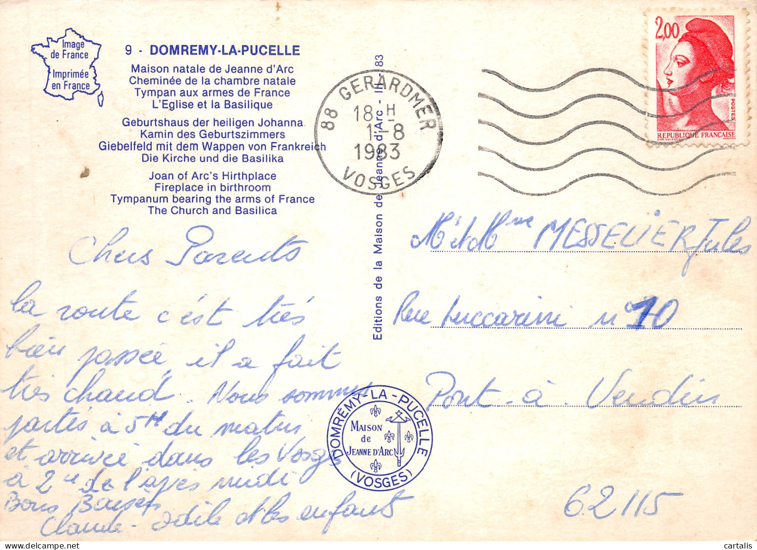 88-DOMREMY LA PUCELLE-N°3726-D/0257 - Domremy La Pucelle