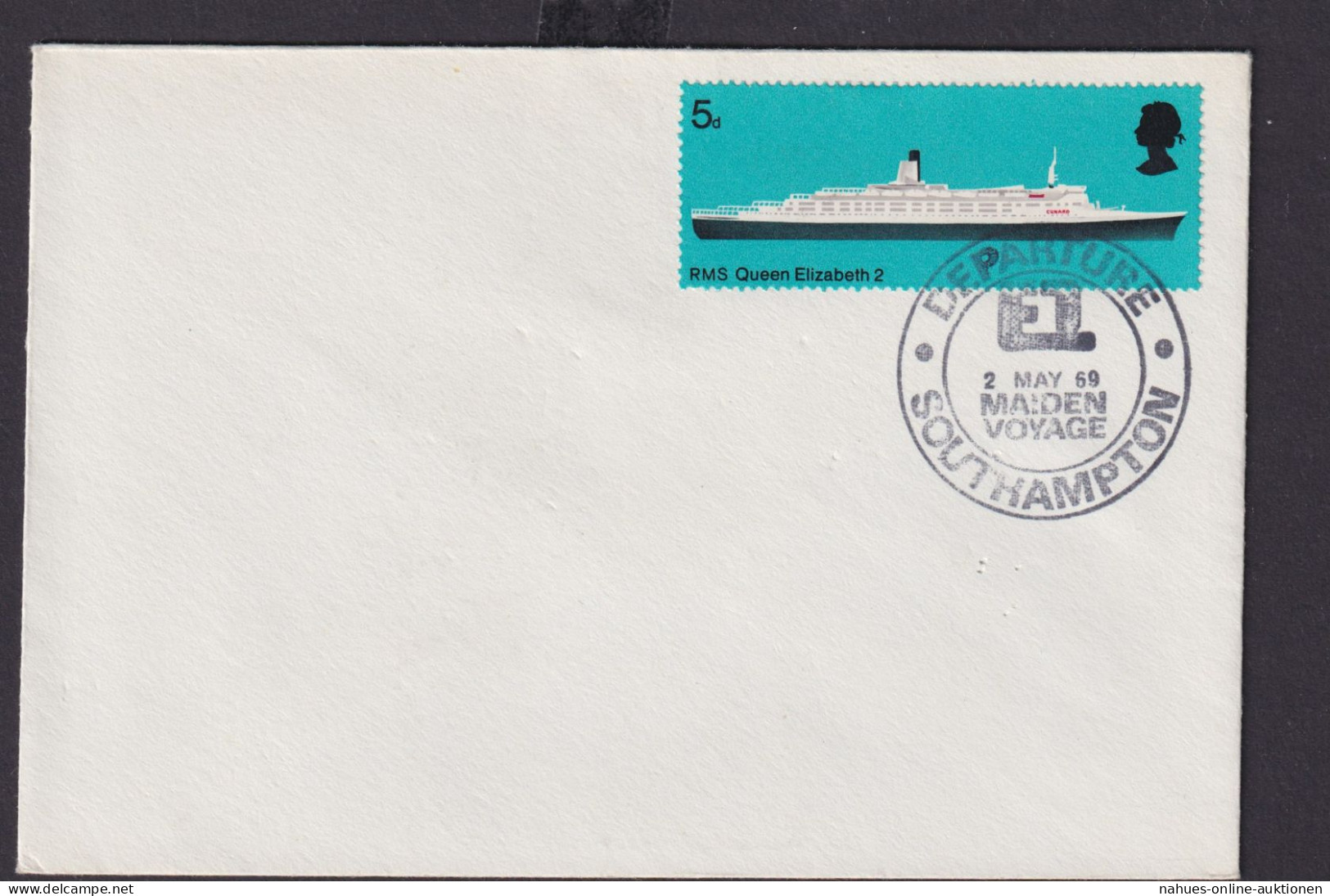 Großbritannien Schiffspost Brief Departure Southamtopn Maiden Voyge Schiffe - Storia Postale