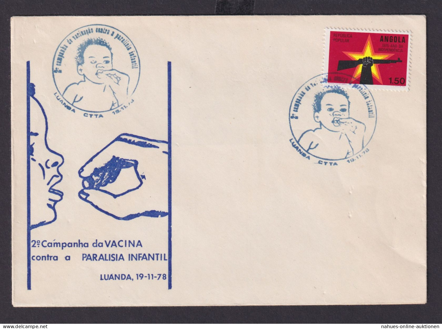 Angola Brief Afrika Medizin Krankheit 2. Polio Impfkampagne 1975 - Angola