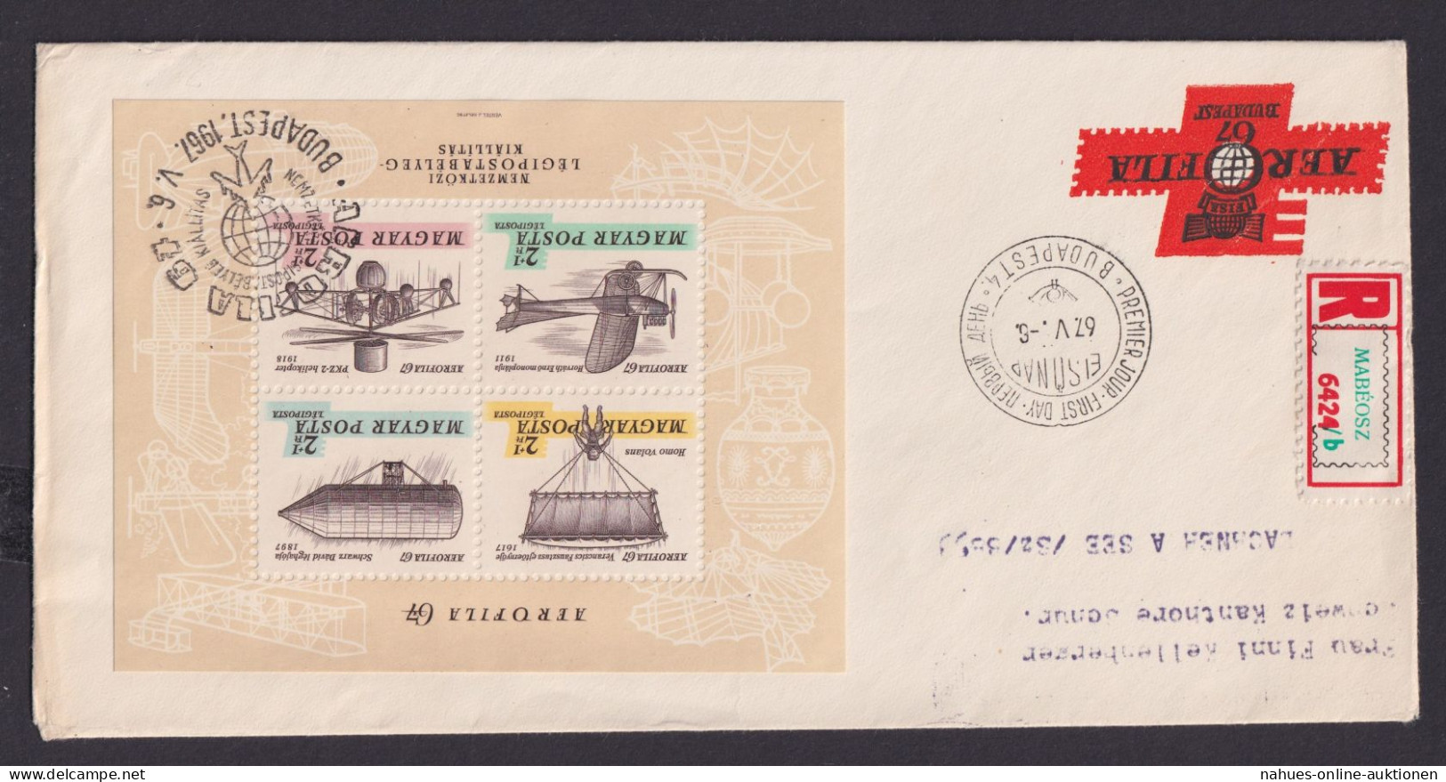Flugpost Ungarn R Brief Block 57 A Luftpostmarken Ausstellung Air Fila Nach - Storia Postale
