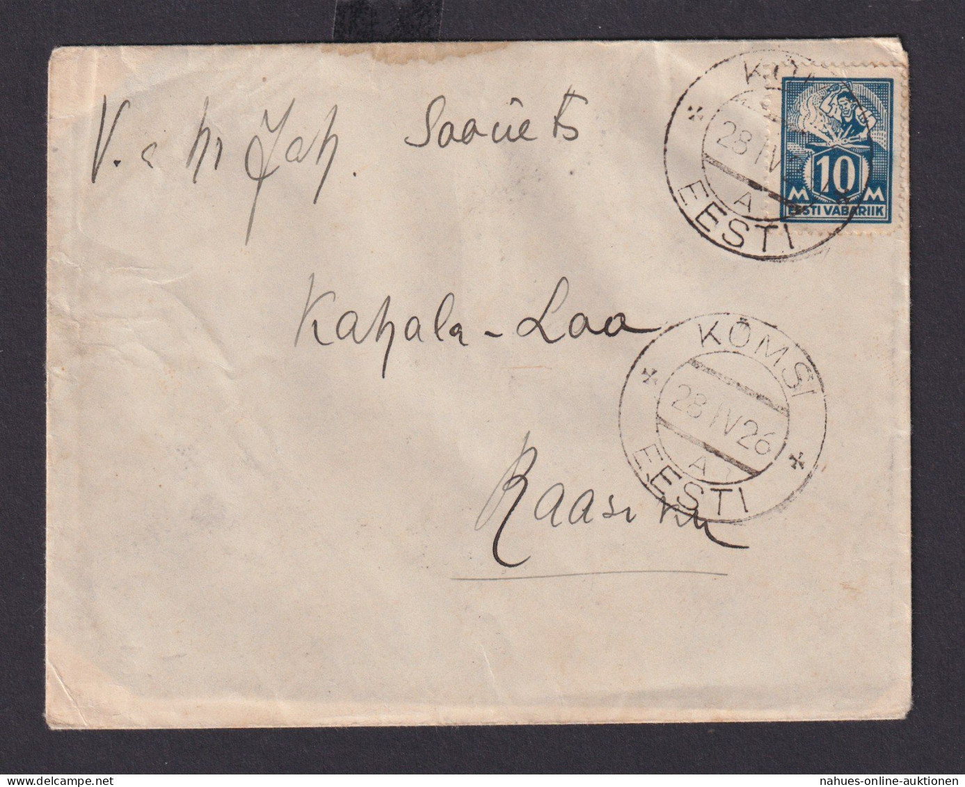 Briefmarken Estland Brief EF Kömsi 28.4.19263 - Estonia