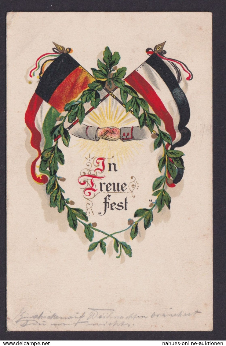 Ansichtskarte Deutsche Reichsfahne Lorbeerkranz In Treue Fest Feldpostkarte - 1939-45