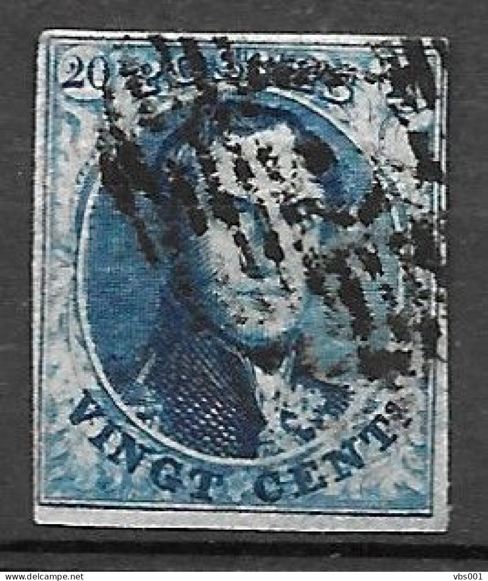 OBP7A Met 4 Randen En Met Balkstempel P73 Liege (onduidelijk, Zie Scans) - 1851-1857 Medallones (6/8)