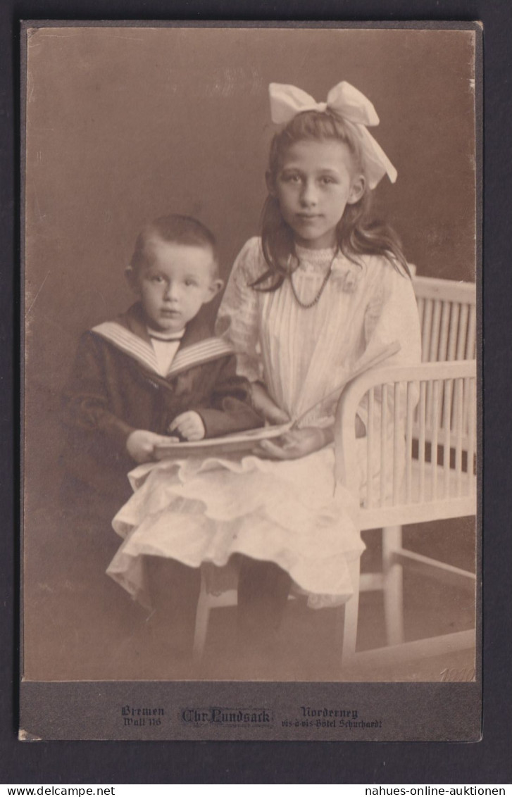 Original Fotoplatte Porträt Kinder Foto Chr.Pundsark Bremen Norderney Atelier F. - Ohne Zuordnung