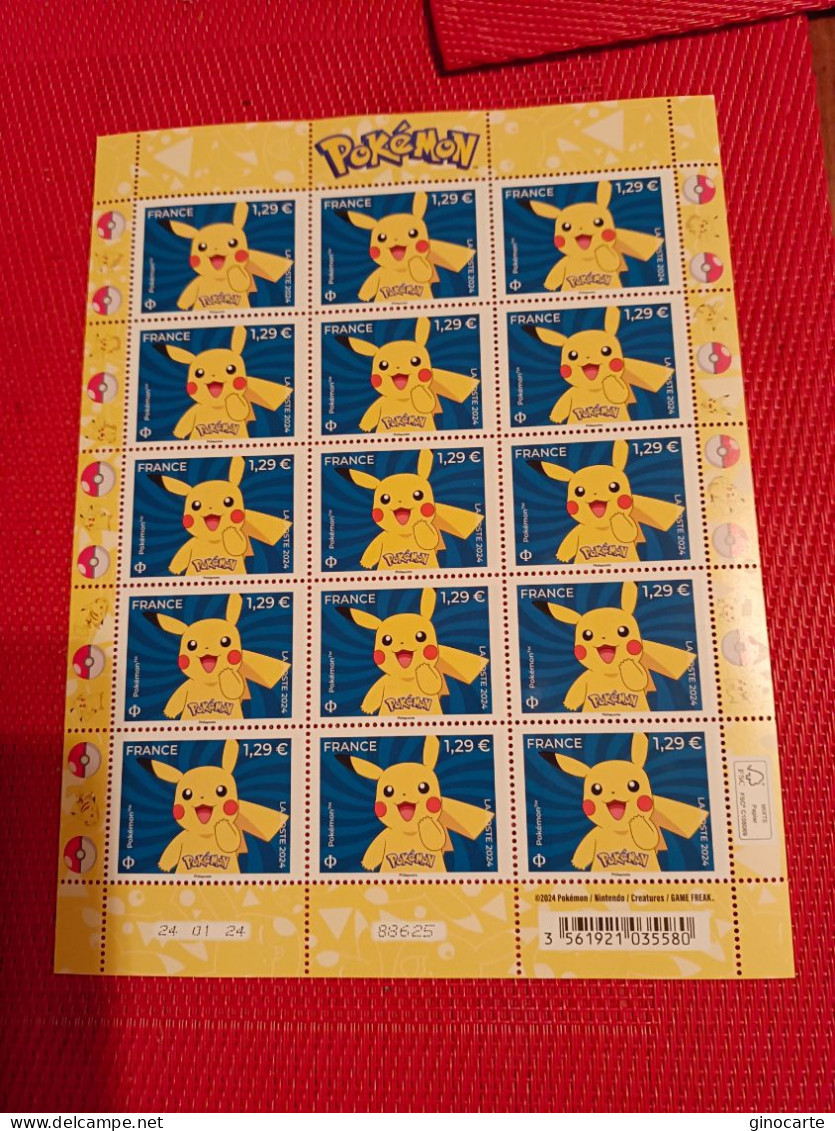 Feuille Timbre Neuf Pikachu Pokemon Neuve - Feuilles Complètes