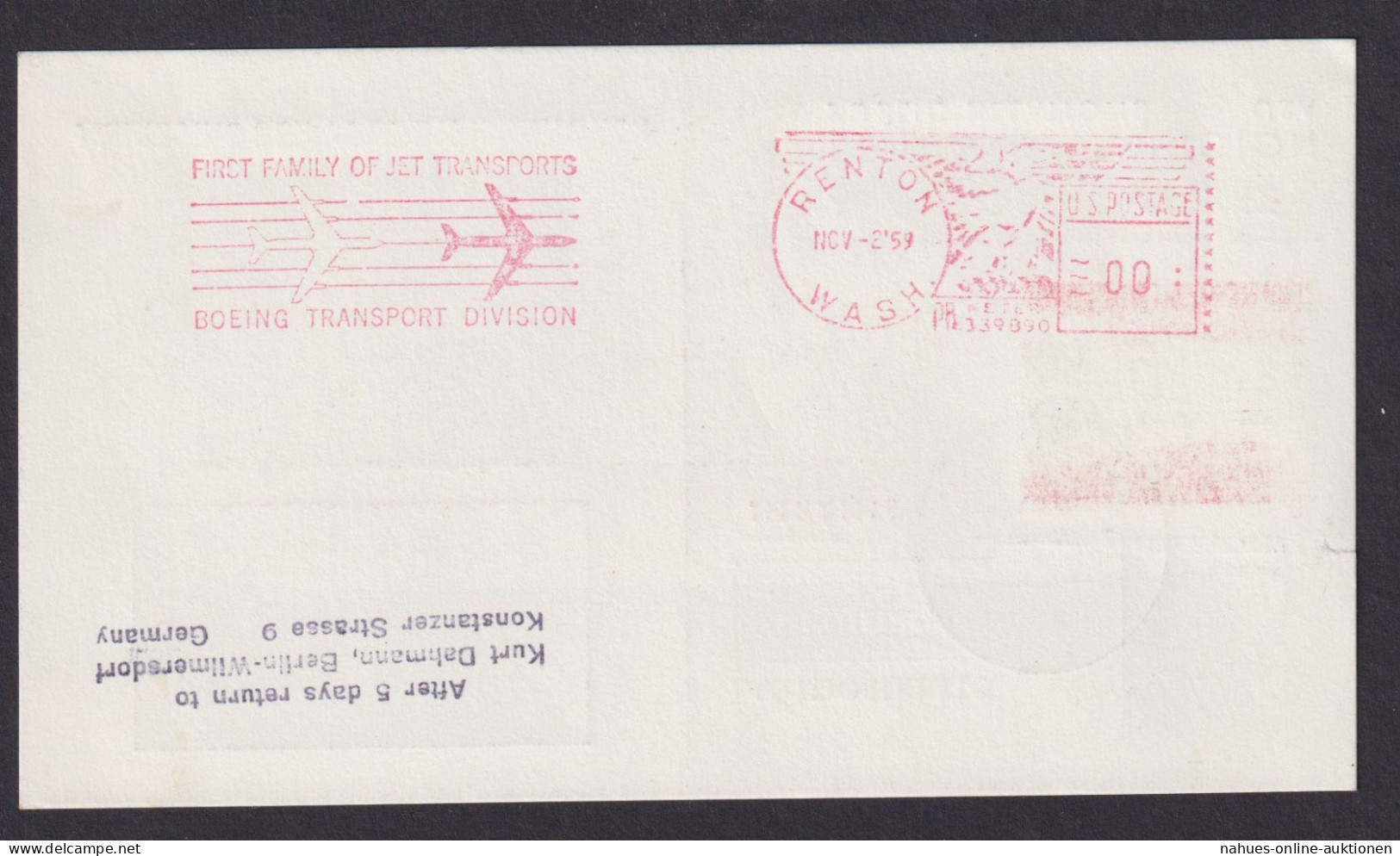 Flugpost Air Mail Berlin Privatganzsache PP 19 Lufthansa Boeing UNO Vereinte - Privé Postkaarten - Gebruikt