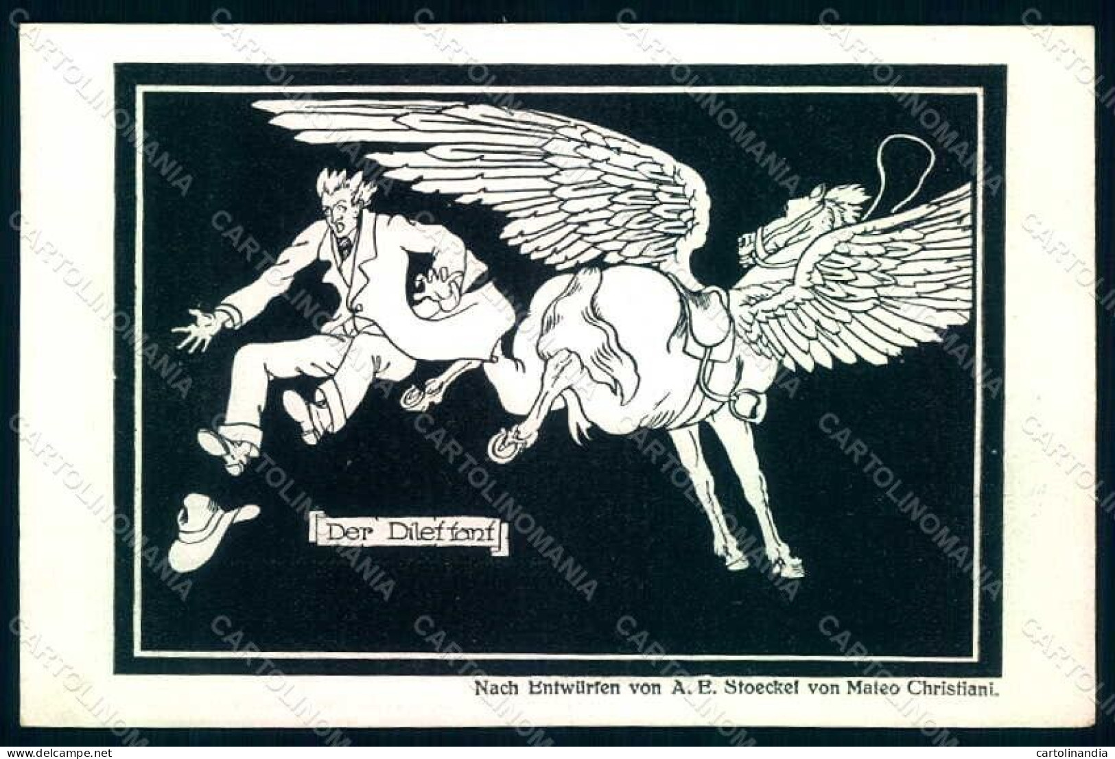 Artist Signed Christiani M. Der Dilettant The Amateur Pegasus Postcard HR1281 - Schulen