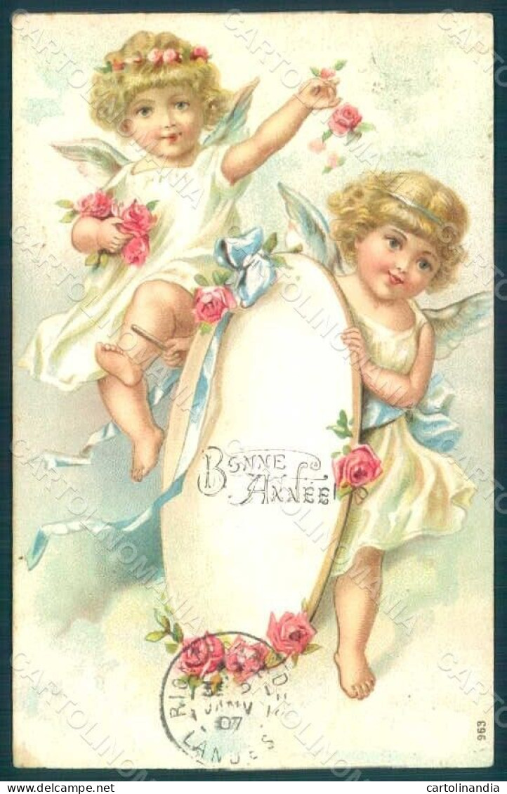 Greetings Angel Putto Art Nouveau Serie 963 Relief Postcard HR0489 - Autres & Non Classés