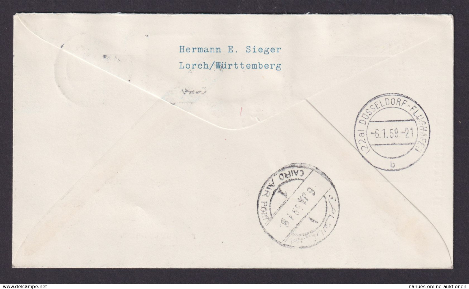 Flugpost Brief Lufthansa Super G Erstflug Kairo Hamburg Toller Früher Beleg - 1866-1914 Khédivat D'Égypte