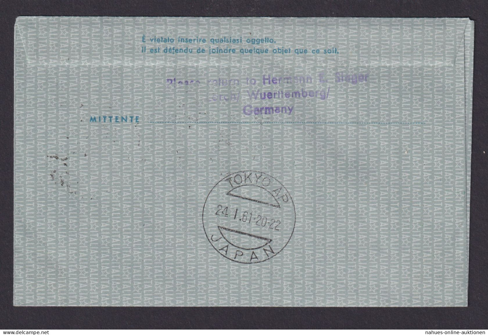 Flugpost Brief Air Mail Italien Ganzsache Aerogramm Boeing 707 LH 640 Rom Tokio - Gebraucht