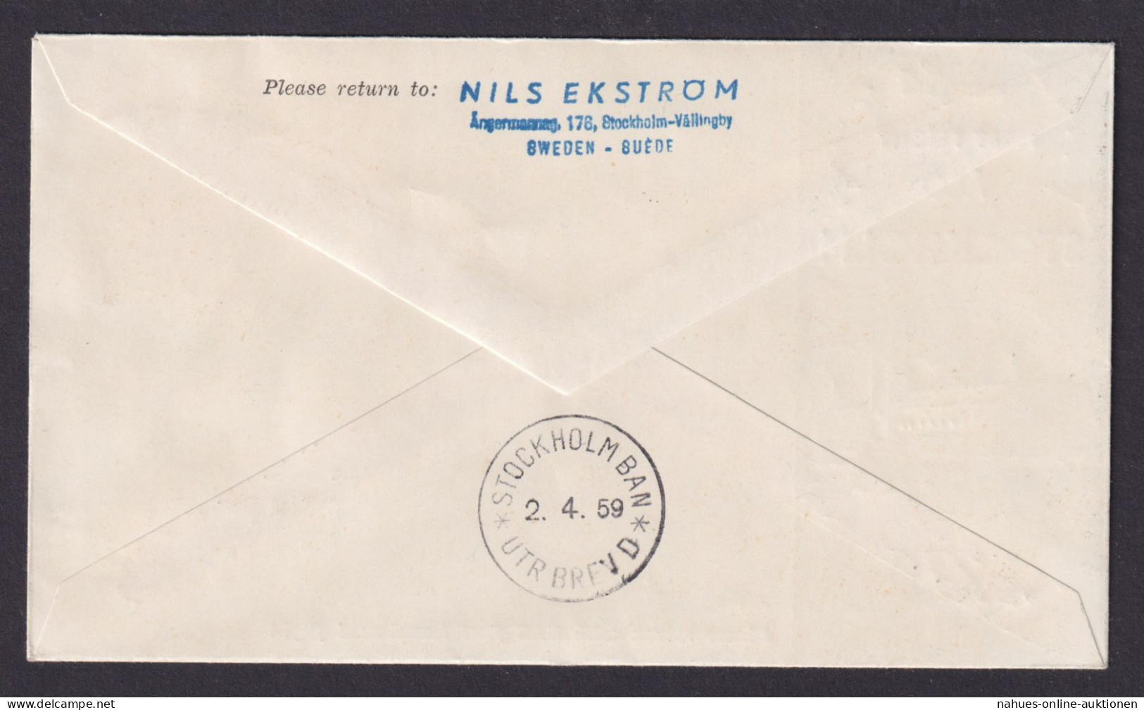 Flugpost Brief Air Mail SAS Erstflug Abo Finnland Turku Nach Stockholm 1.4.1959 - Ålandinseln