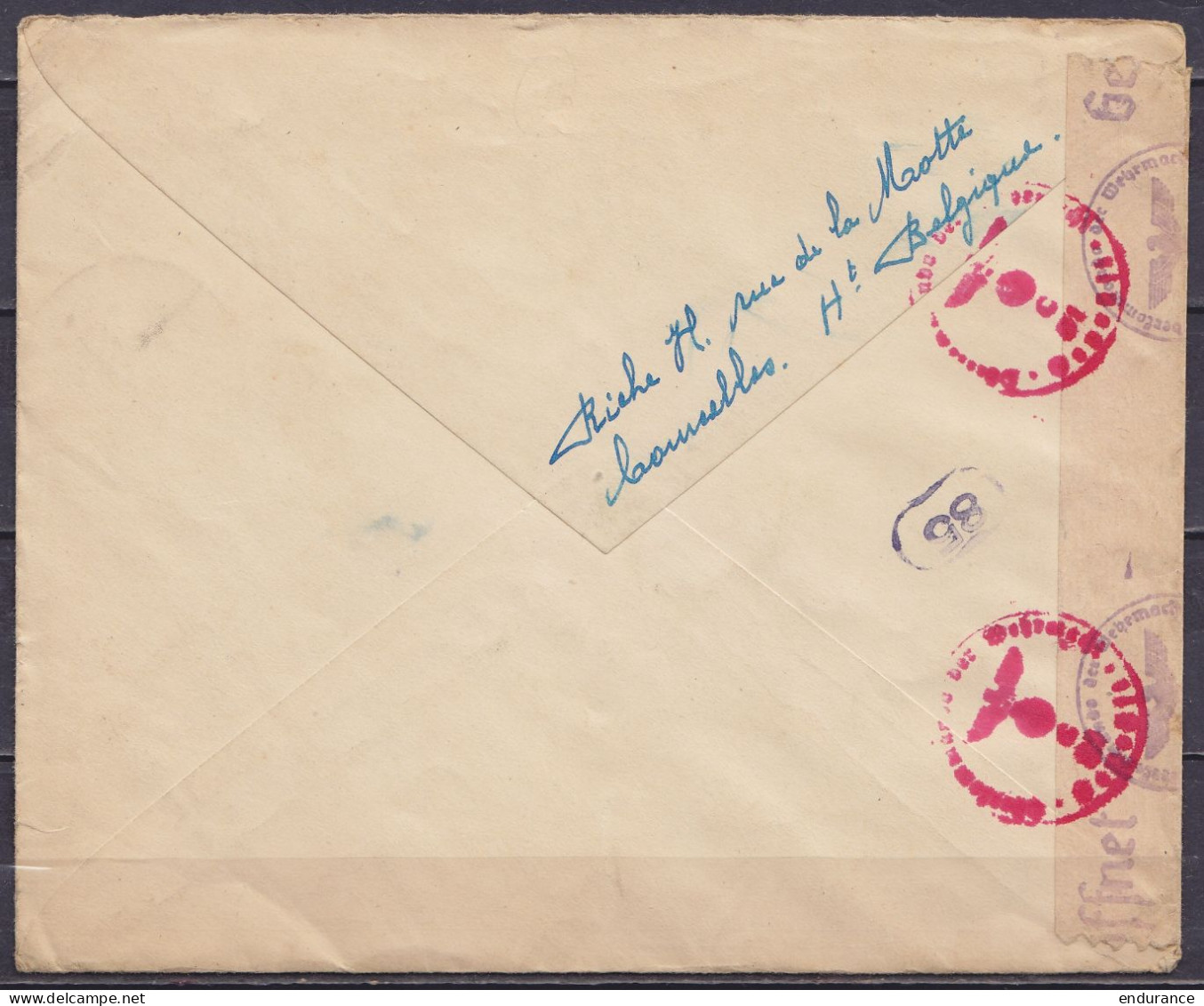 L. Affr. N°609 Càd COURCELLES /18-12-1942 Pour REMSCHEID Allemagne - Bande Et Cachet Censure Allemande - Guerra 40 – 45 (Cartas & Documentos)