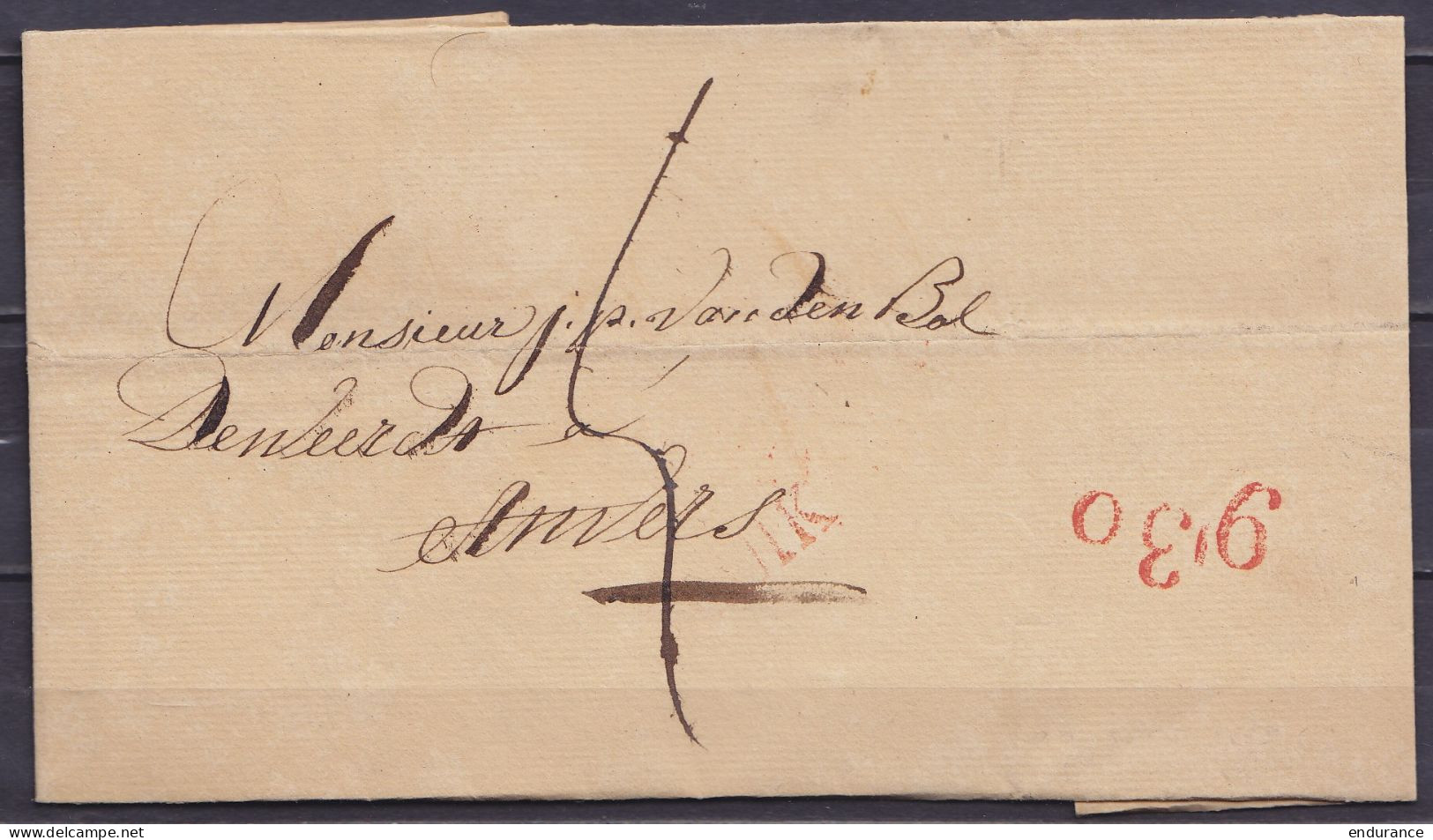 L. Datée 29 Septembre 1827 De LIEGE Pour ANVERS - Griffe "LUIK" & Port "5" - Marque D'arrivée "9'30" Au Recto (pas Coura - 1815-1830 (Periodo Olandese)