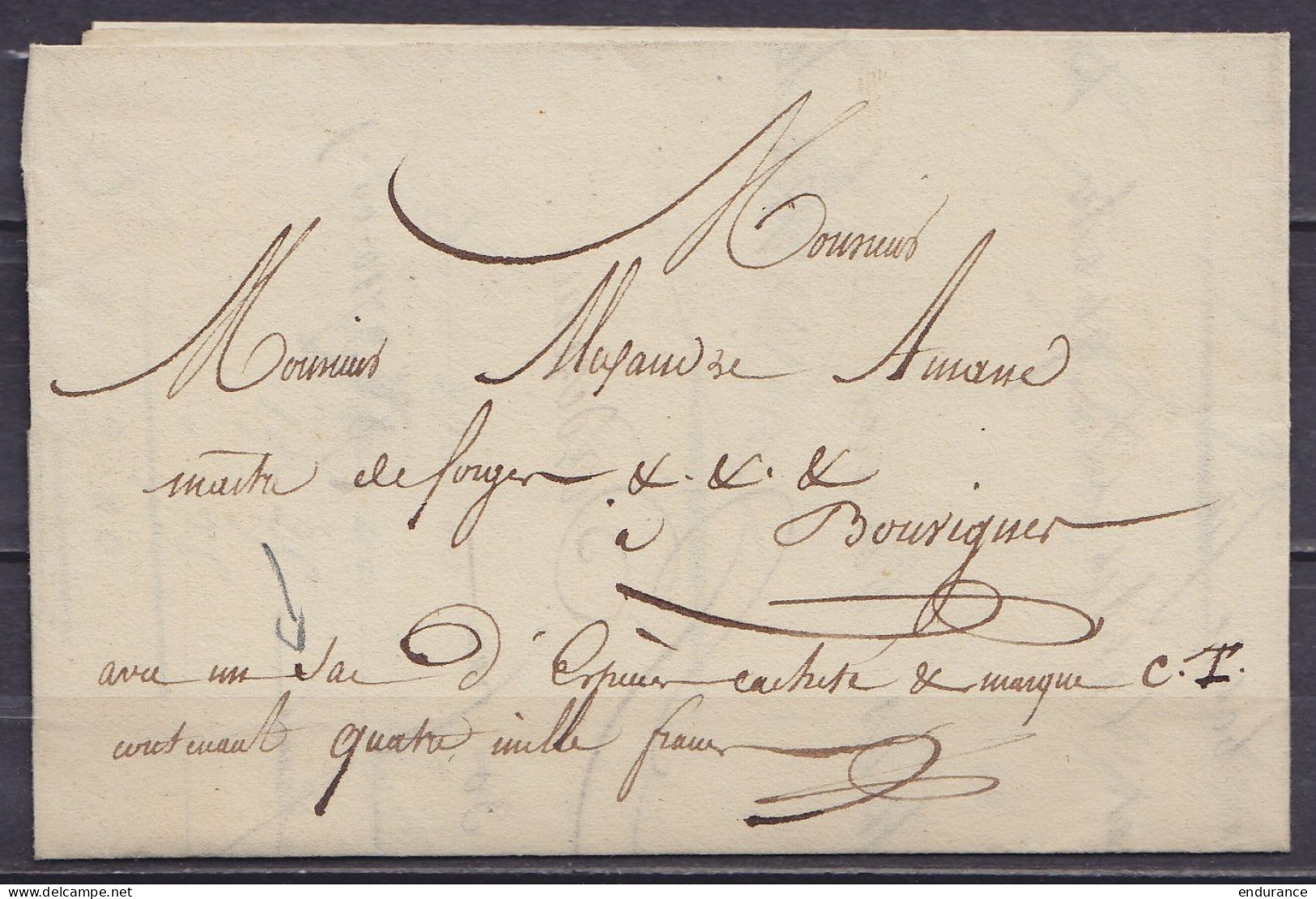 L. Datée 13 Novembre 1832 De NAMUR Pour BOUVIGNES - Man. "avec Un Sac ... Cacheté Et Marqué C.I. Contenant Quatre Mille  - 1830-1849 (Independent Belgium)