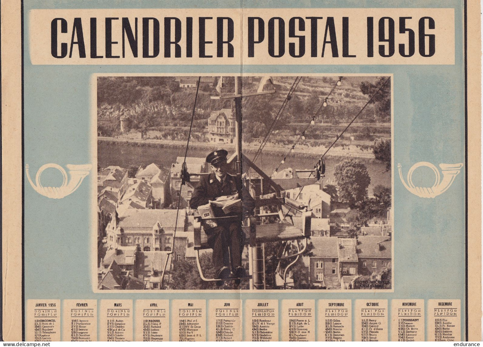 Belgique - Calendrier Postal 1956 Avec Tarifs Et Renseignements Postaux - Tariffe Postali