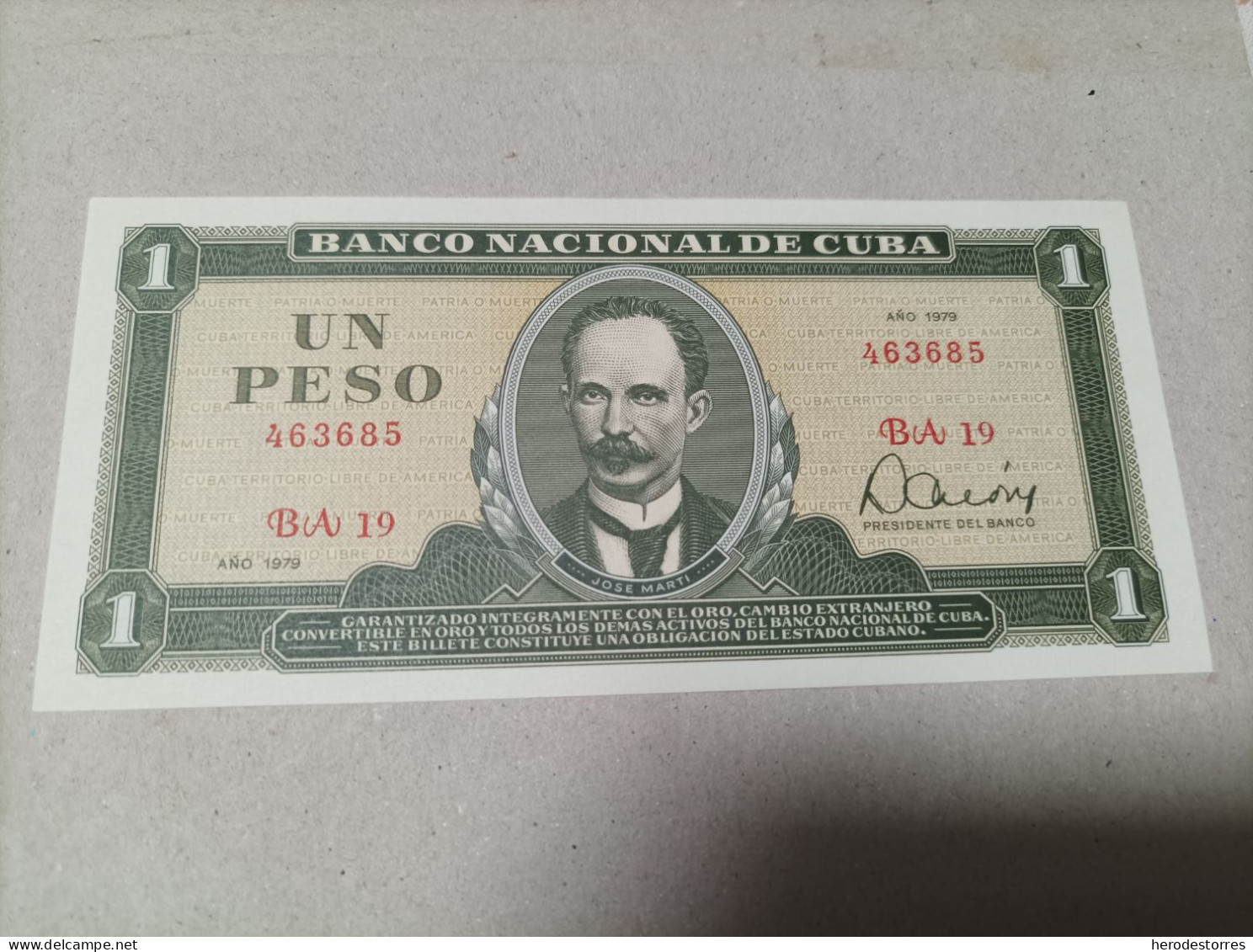 Billete De Cuba De 1 Peso Año 1979, UNC - Kuba