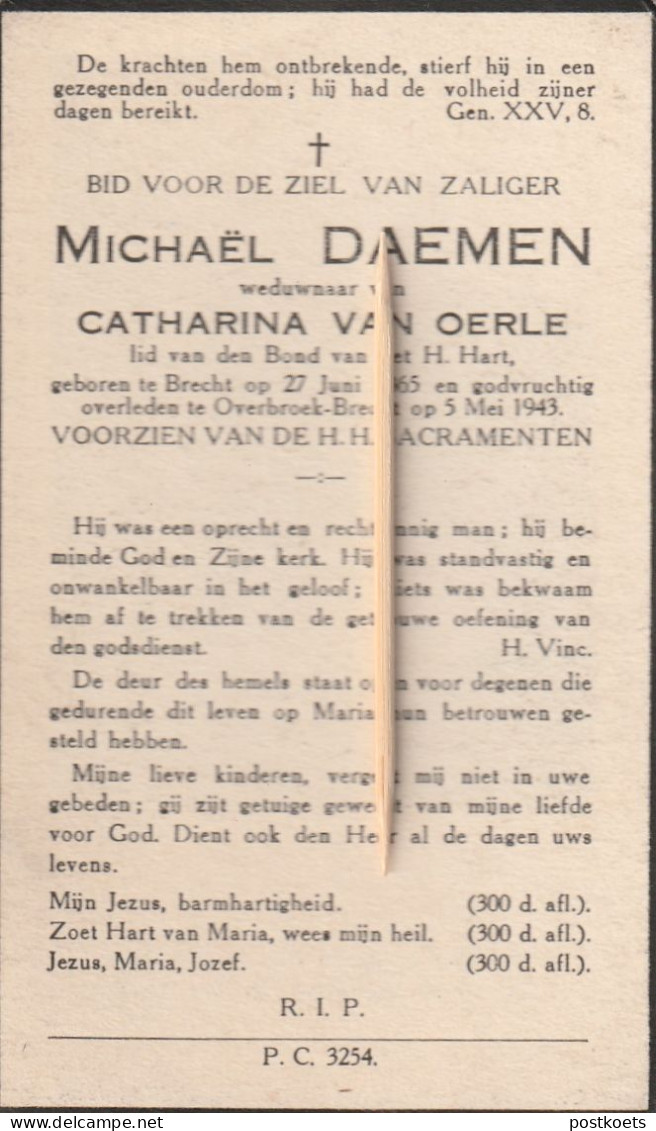 Brecht-Overbroek, 1943, Michael Daemen, Van Oerle - Images Religieuses