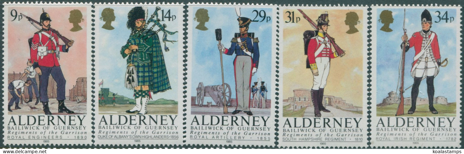 Alderney 1985 SGA23-A27 Regiments Set MNH - Alderney