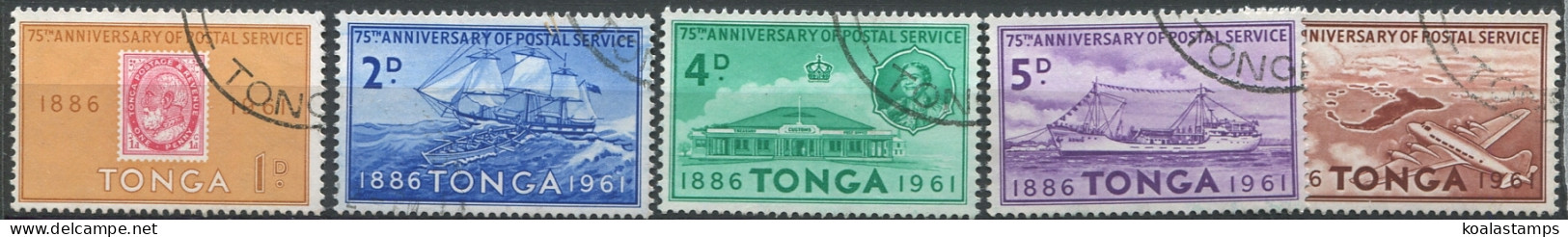 Tonga 1961 SG115-119 75th Anniversary Tongan Postal Service Set #1 FU - Tonga (1970-...)