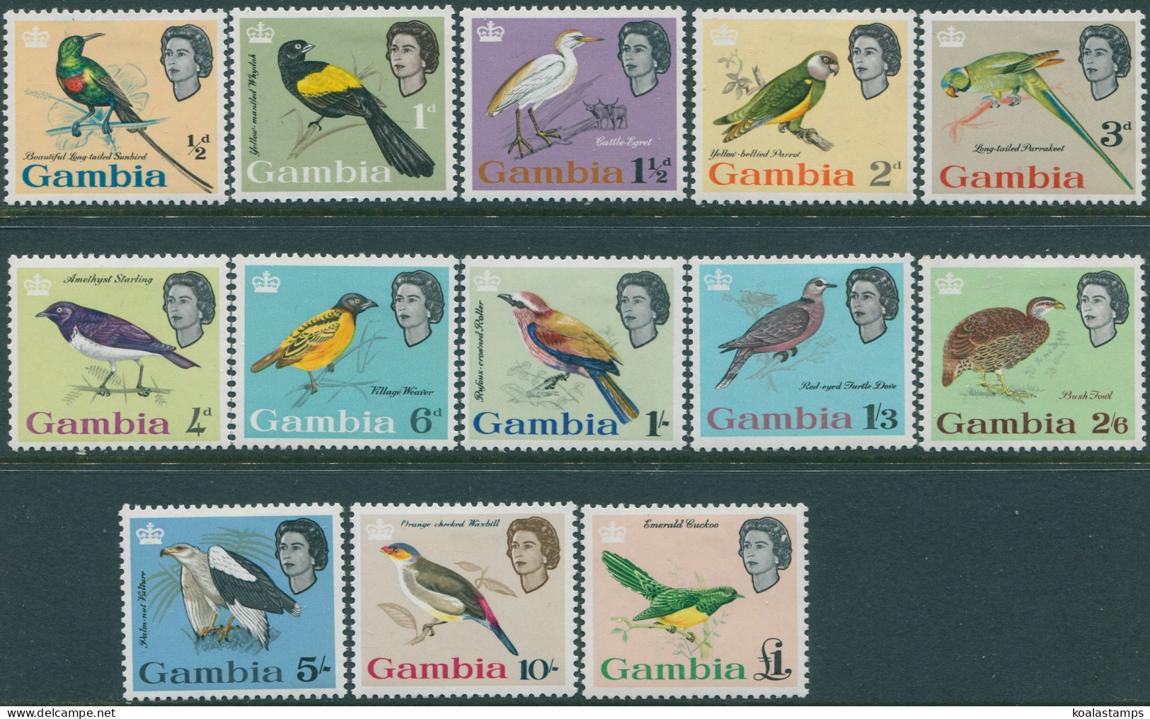 Gambia 1963 SG193-205 Birds Set MLH - Gambia (1965-...)