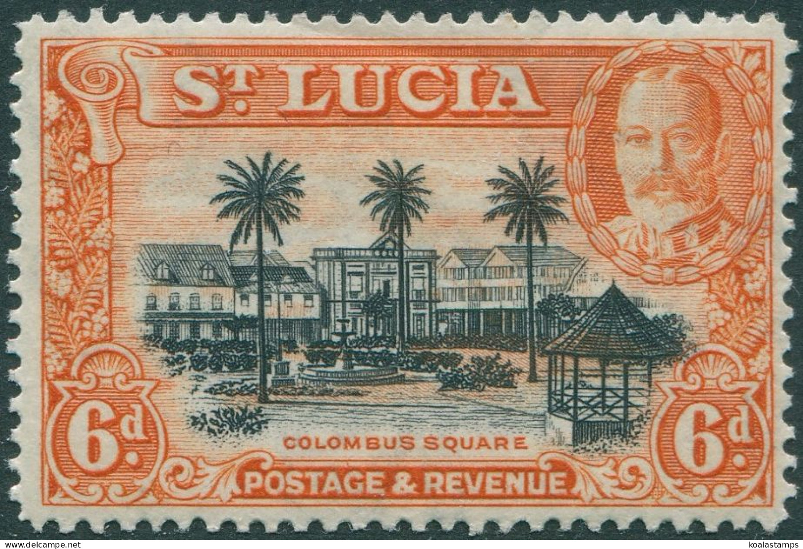 St Lucia 1936 SG120 6d Black And Orange KGV Columbus Square MLH - St.Lucie (1979-...)