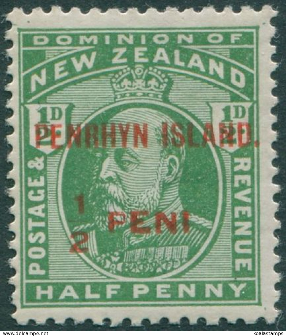 Cook Islands Penrhyn 1914 SG19b ½d Green KEVII No Stop After PENI MLH - Penrhyn