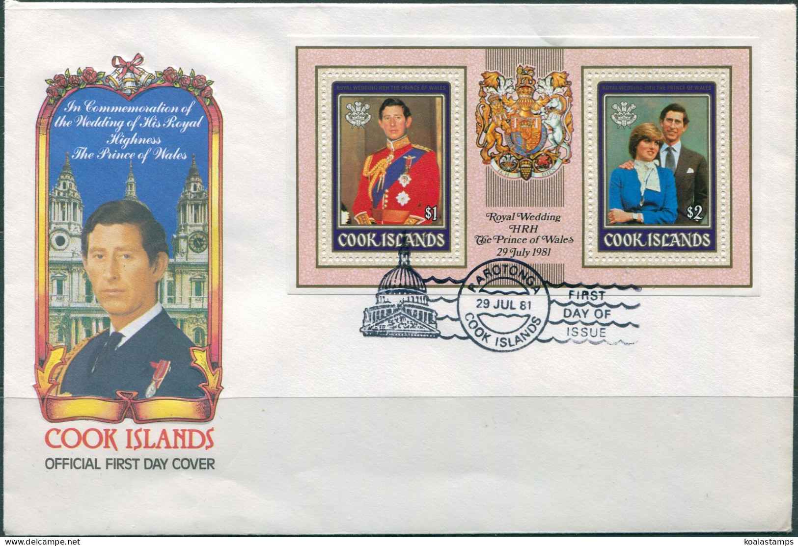 Cook Islands 1981 SG814 Royal Wedding MS FDC - Cook