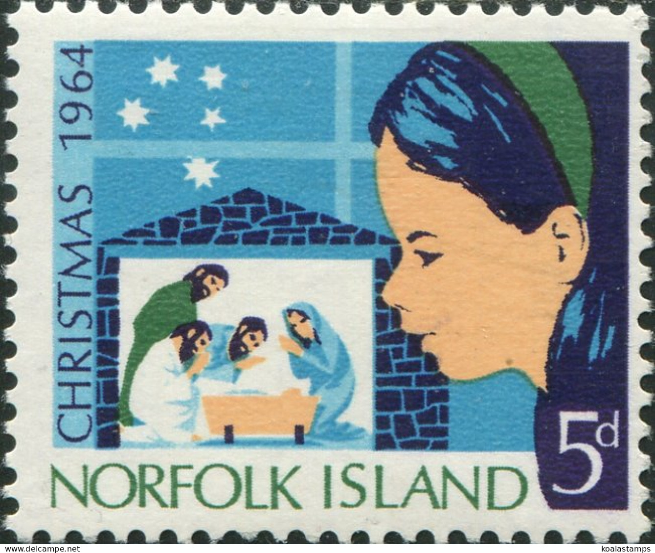 Norfolk Island 1964 SG57 5d Christmas Nativity MLH - Norfolk Island