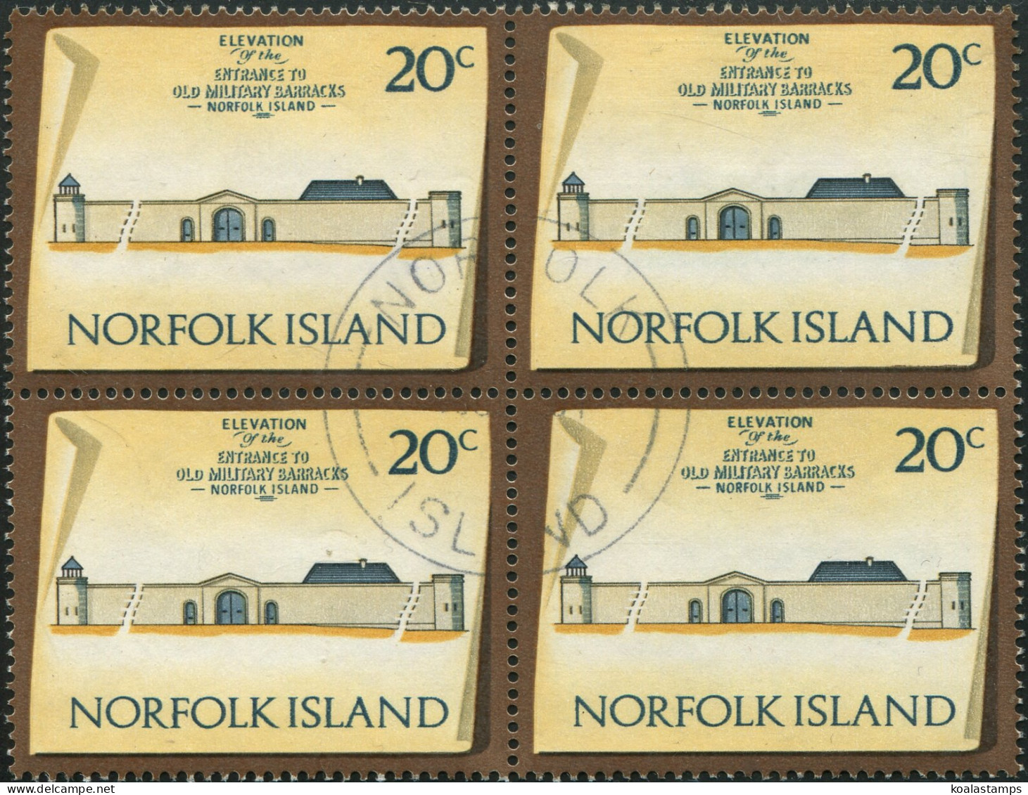 Norfolk Island 1973 SG144 20c Historic Building Block FU - Isola Norfolk