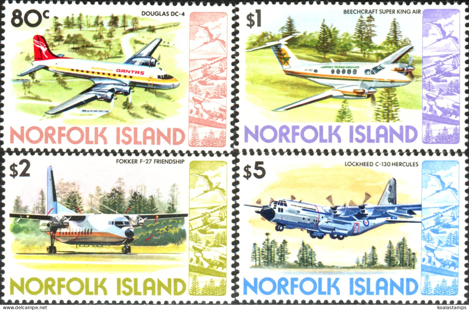 Norfolk Island 1980 SG248-251 Airplanes MNH - Isola Norfolk