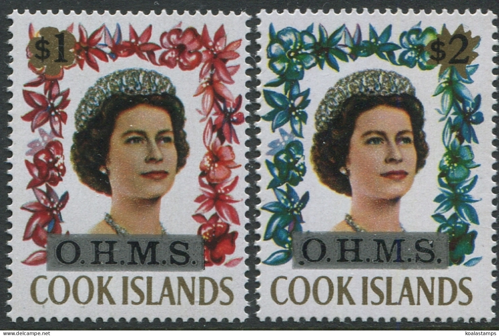 Cook Islands OHMS 1975 SGO12-O13 QEII Flowers (2) MNH - Cook Islands