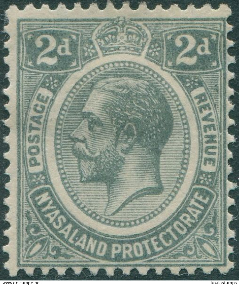 Nyasaland Protectorate 1913 SG87 2d Grey KGV KGV Mult CA Wmk MH - Nyassaland (1907-1953)