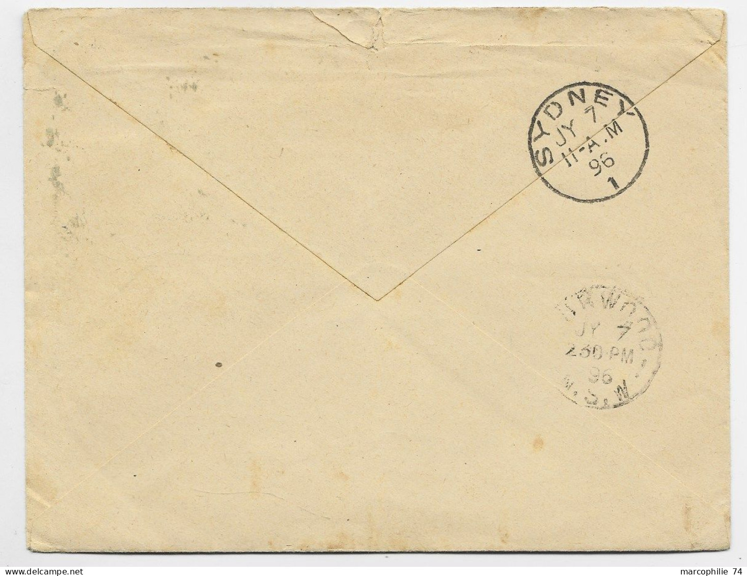 NOUVELLE CALEDONIE 25C GROUPE COIN ARRONDI LETTRE COVER NOUMEA 2 JUIL 1896 TO SYDNEY AUSTRALIE AUSTRALIA - Briefe U. Dokumente