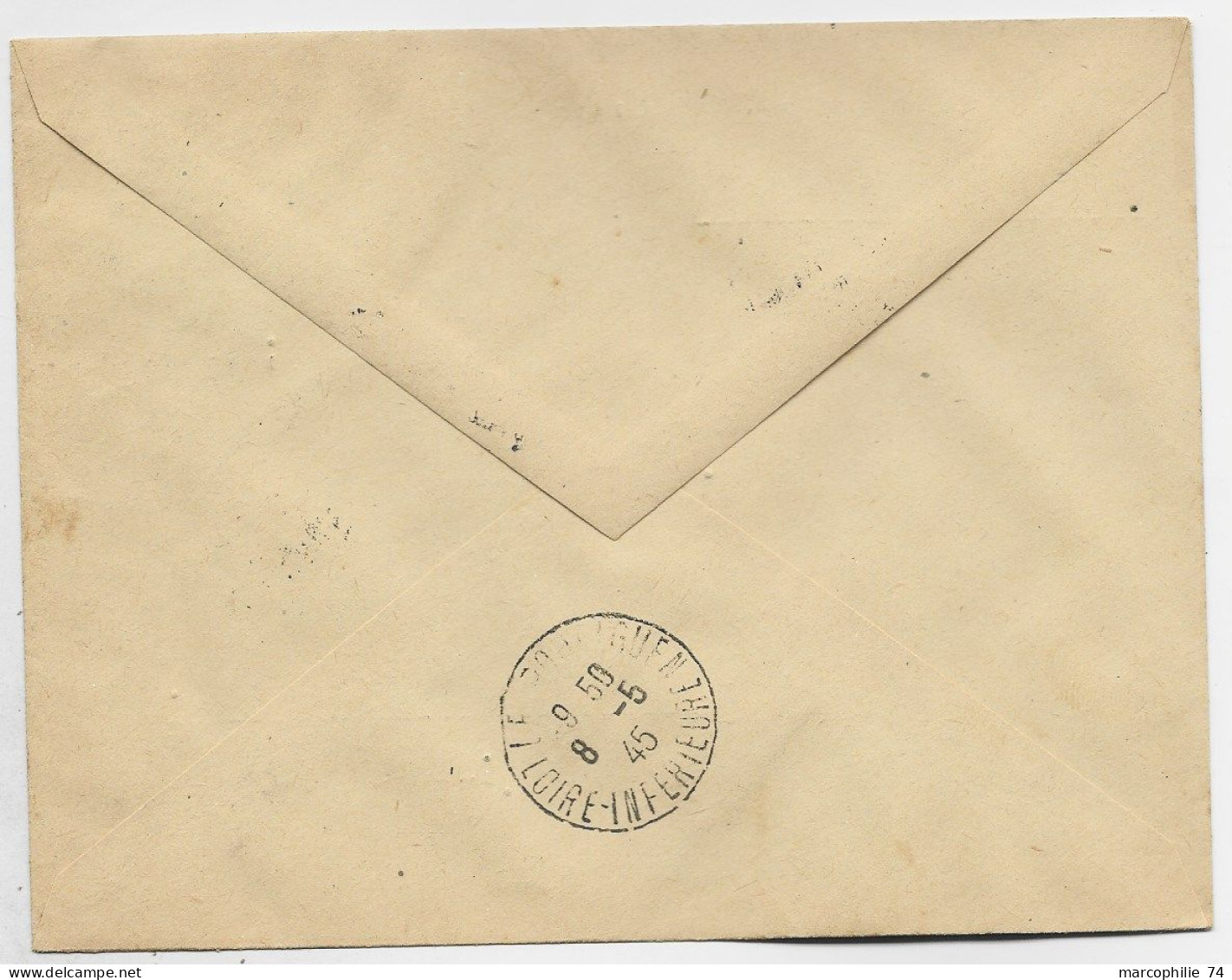 FRANCE PETAIN 5FR+2FR LETTRE COVER BRIEF REC LA BAULE 7.5.1945 ILOT ST NAZAIRE + MENTION JOUR REDDITION DE L'ALLEMAGNE - Befreiung