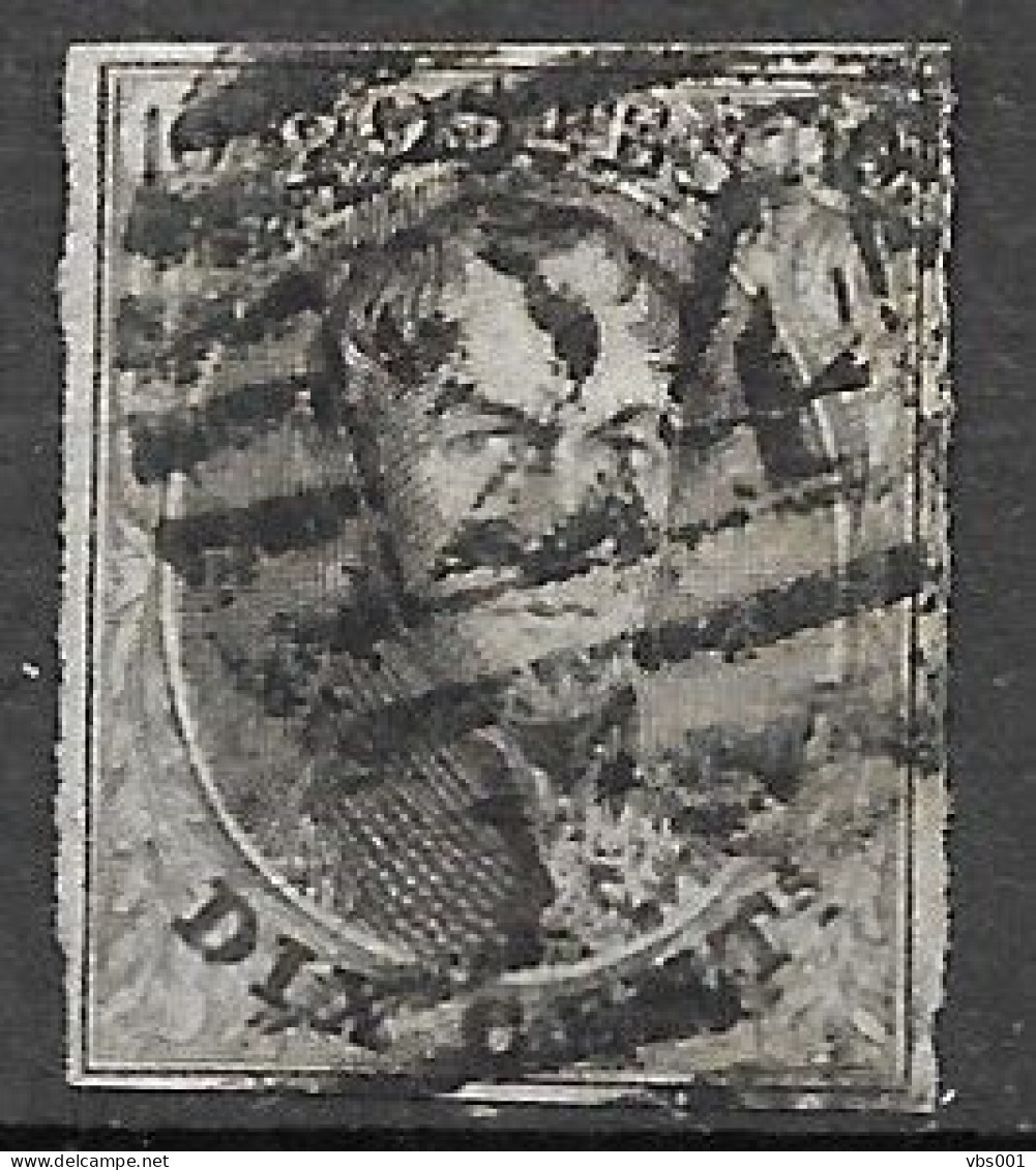 OBP10 Met 4 Randen En Met Balkstempel P24 10B Bruxelles (zie Scans) - 1858-1862 Medallones (9/12)